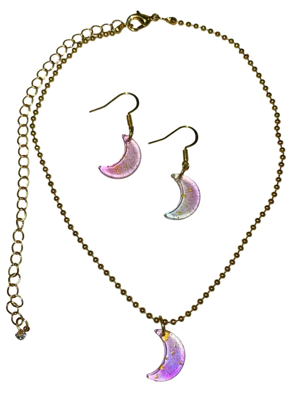 Handmade Matching Crescent Moon Necklace & Earrings Set